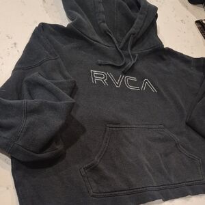 RVCA Cropped Black Hoodie with White Logo